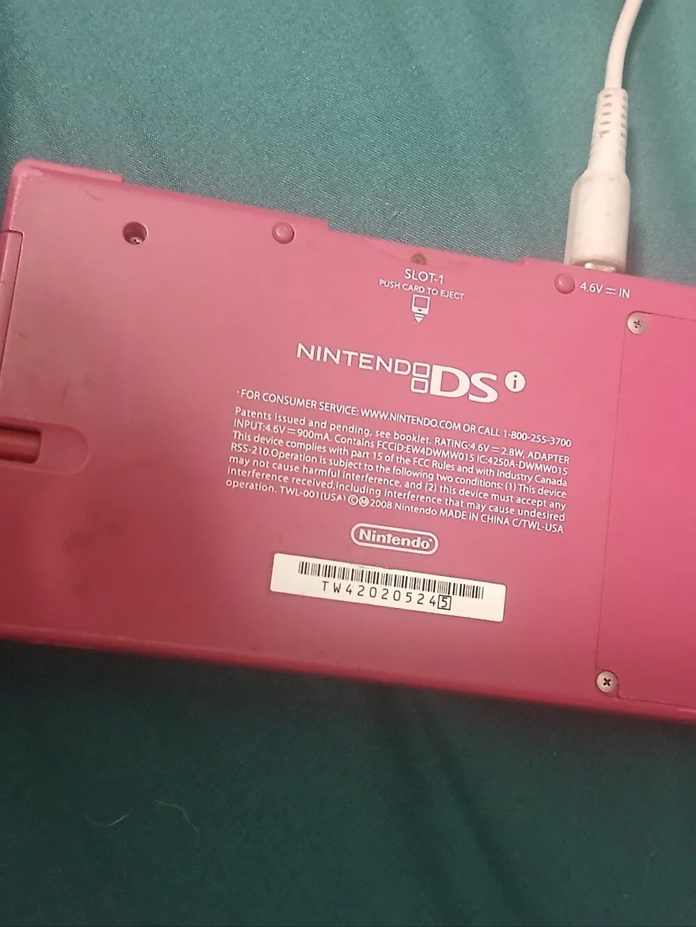 Nintendo DSi Handheld Game Console Pink Bottom Screen Broken